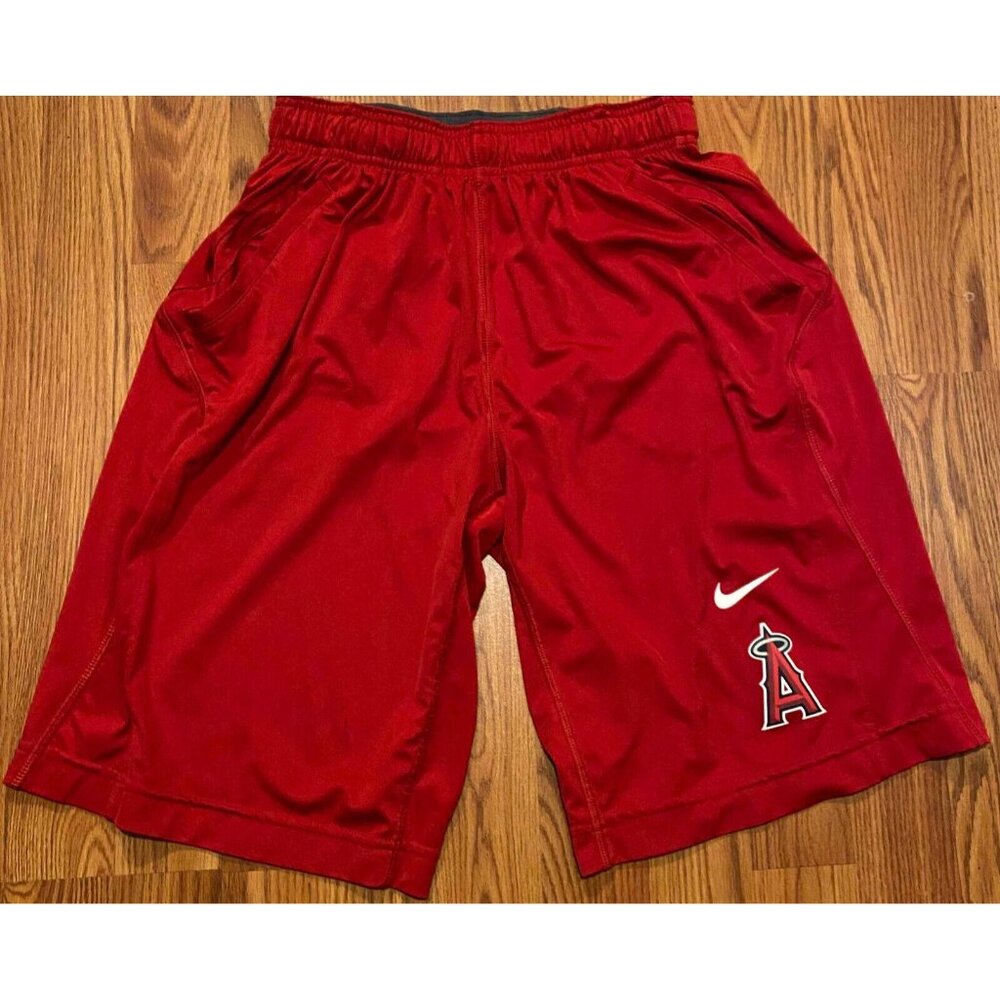 Nike Elite Los Angeles Angels Dri-Fit Athletic Red Mens S 10" Shorts Performance